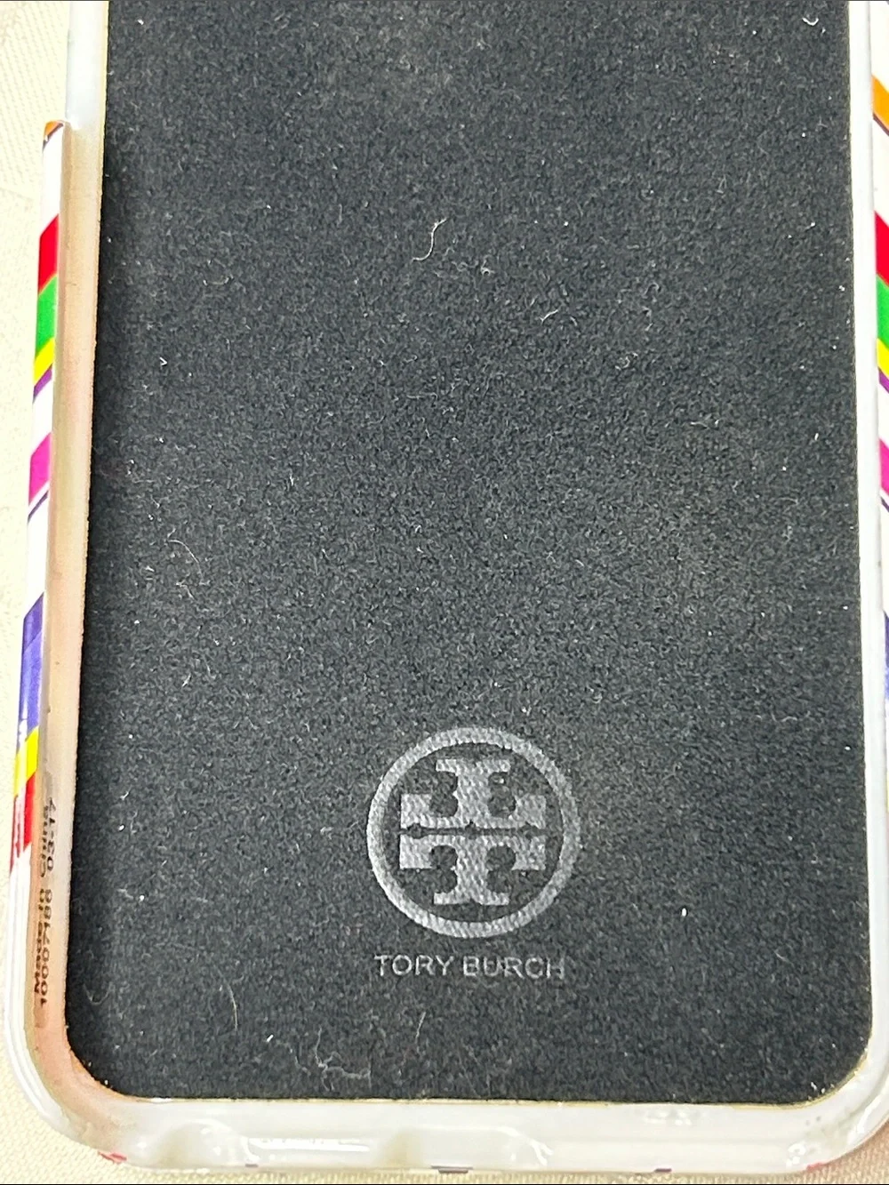 Tory Burch White Chevron Stripe iPhone Case with Multicolor Accents